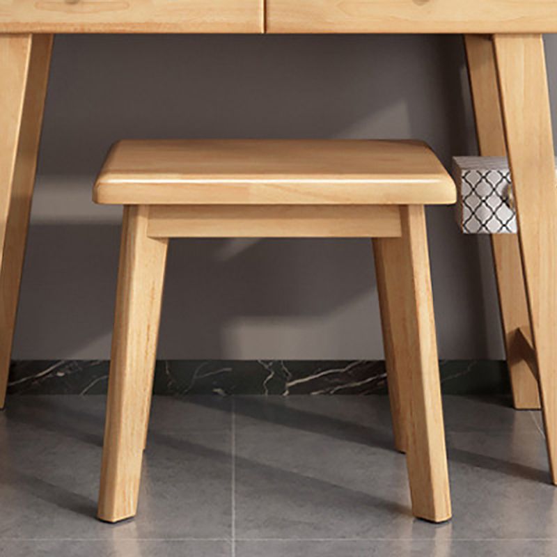 Scandinavian Mirrored Vanity Table and Stool Set with 2 Drawers