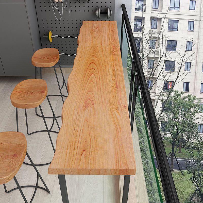 Modern Style Wood Bistro Bar Table Rectangle Metal Base Bar Table