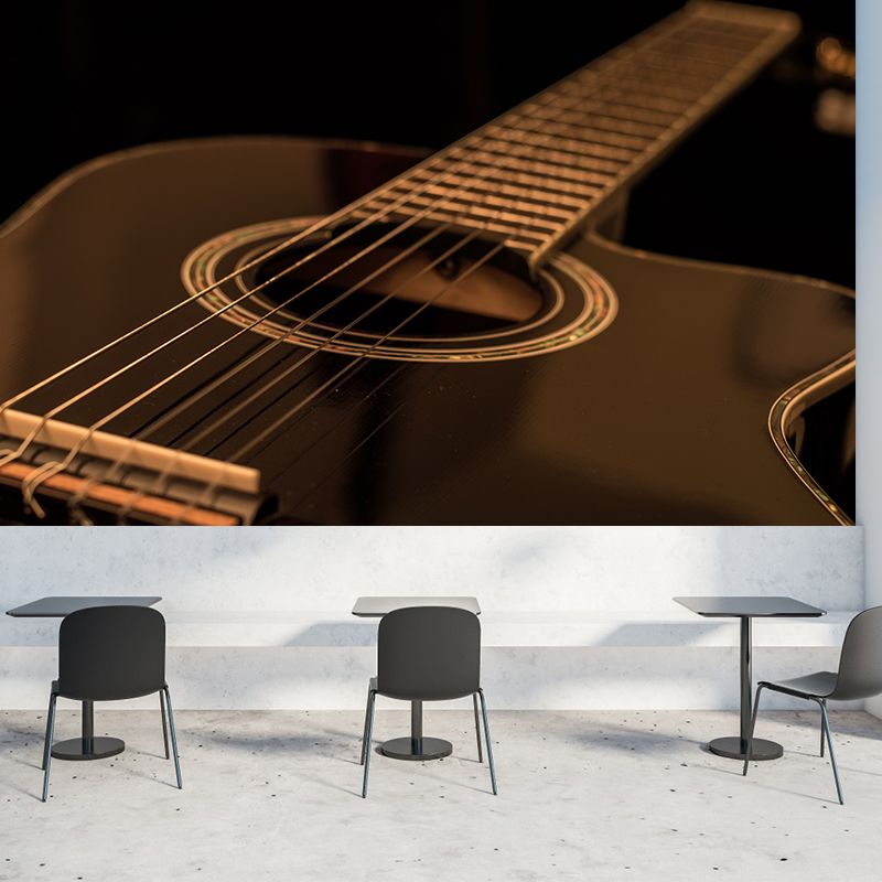 Water Resistant Guitar Hobby Mural Wallpaper Contemporary Wall Art for Study Room