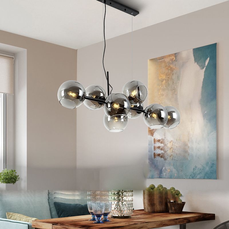 8-Lights Modernist Island Pendants Glass Pendant Lights for Dining Room