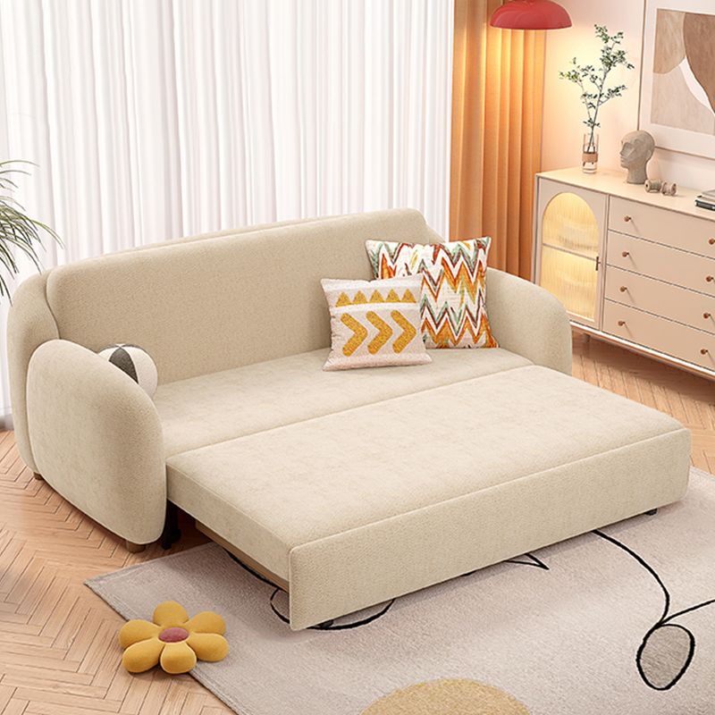 Beige Daybed Metal Frame Kids Bed with Mattress and Headboard