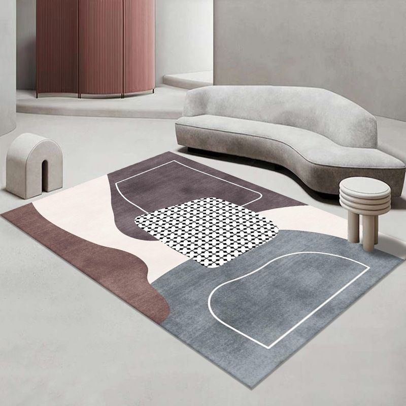 Modern Area Rug Funky Contrast Panel Rug Polyester Stain Resistant Carpet for Living Room