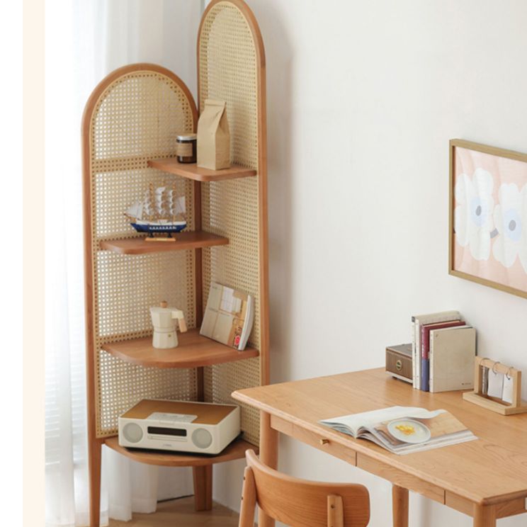 Corner Scandinavian Bookcase Wooden Closed Back Bookshelf with Shelves