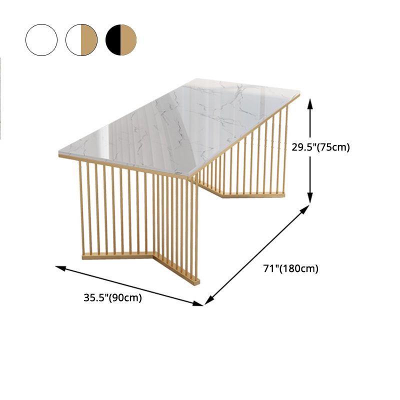 Glam Style 1/2/5/7 Pieces Dining Set Marble Top Dining Table Set with Velvet Chairs