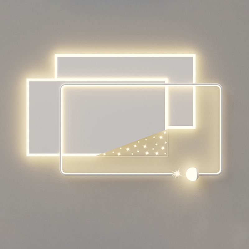 Modern Metal LED Flush Mount Geometric Shape Ceiling Lamp with Acrylic Shade for Bedroom