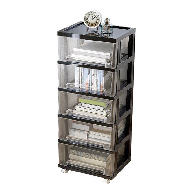 Modern Style Bookshelf Closed Back Plastic Bookcase for Home Office