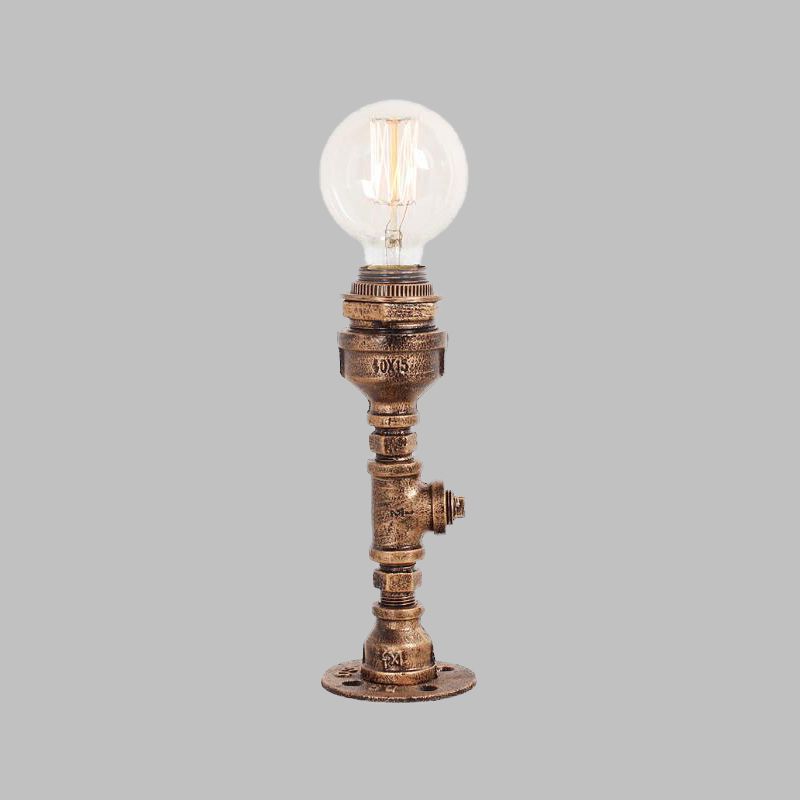 Argent / laiton 1 lampe de bureau de bulbe Vintage Table de tuyaux métalliques VILLAGE AVEC BOLL CHARGE Glass Shade