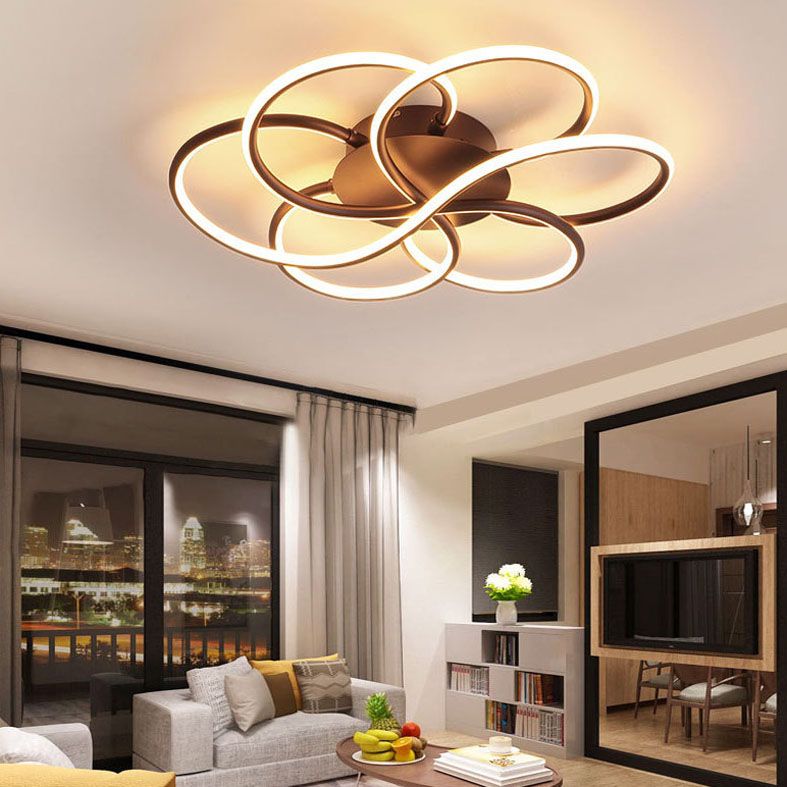 Nordic LED Ceiling Flush Mount Light Flower-Shaped Ceiling Lighting with Metal Shade