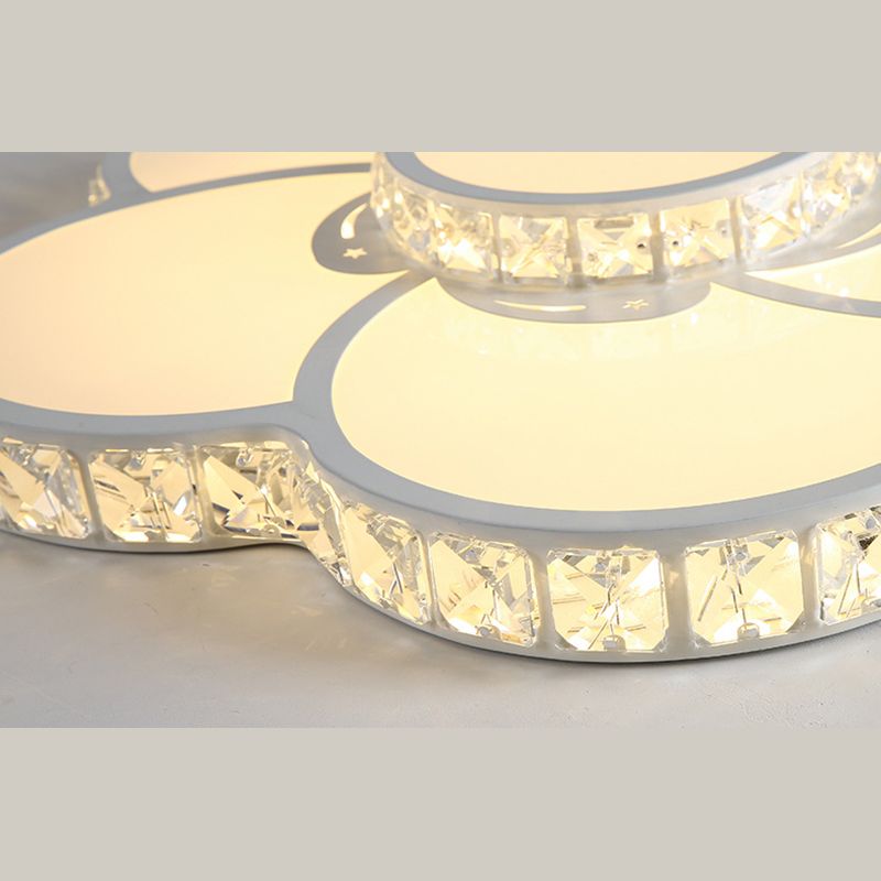 White Floriated LED Ceiling Light in Modern Creative Style Crystal Indoor Flush Mount with Acrylic Shade