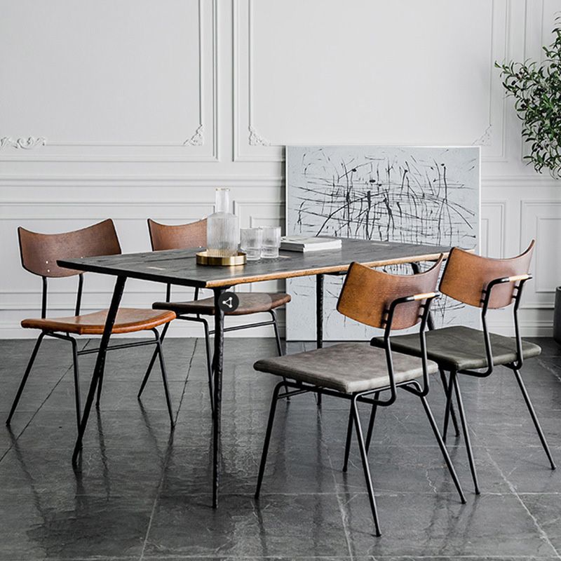 Metal Industrial Style Side Chair Open Back Armless Chair for Patio Use