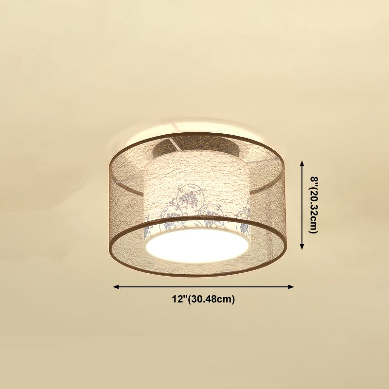 Plafonniers encastrés de style chinois avec éclairage de montage au plafond avec abat-jour en tissu