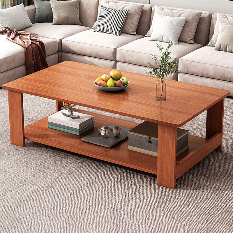 Modern Wooden Coffee Table with Storage and 4 Legs Bunching Tables