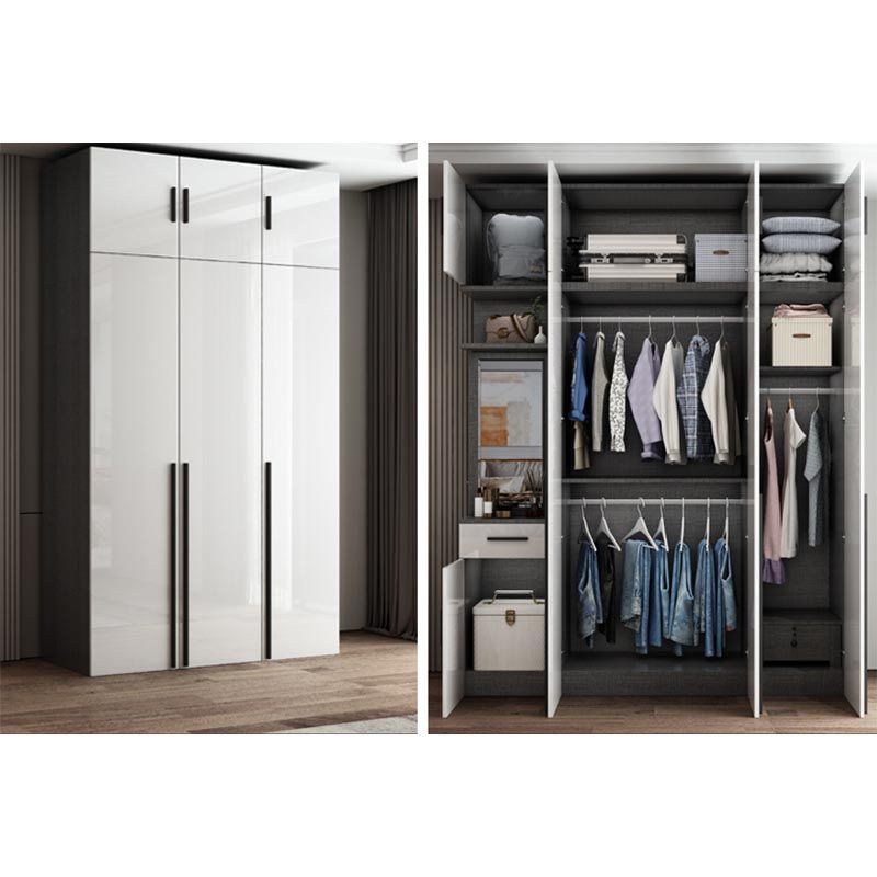 White Colour Wooden Wardrobe Cloth Rod Included Wardrobe Closet for Bedroom