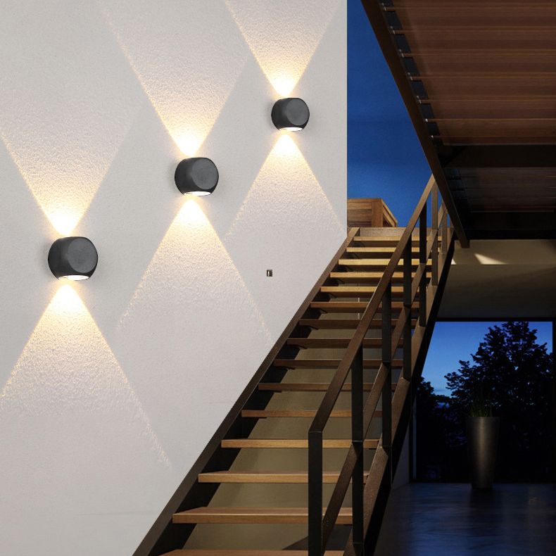 Lámpara de pared LED geométrica negra en moderna simplicidad de aluminio luz de pared impermeable con sombra de vidrio
