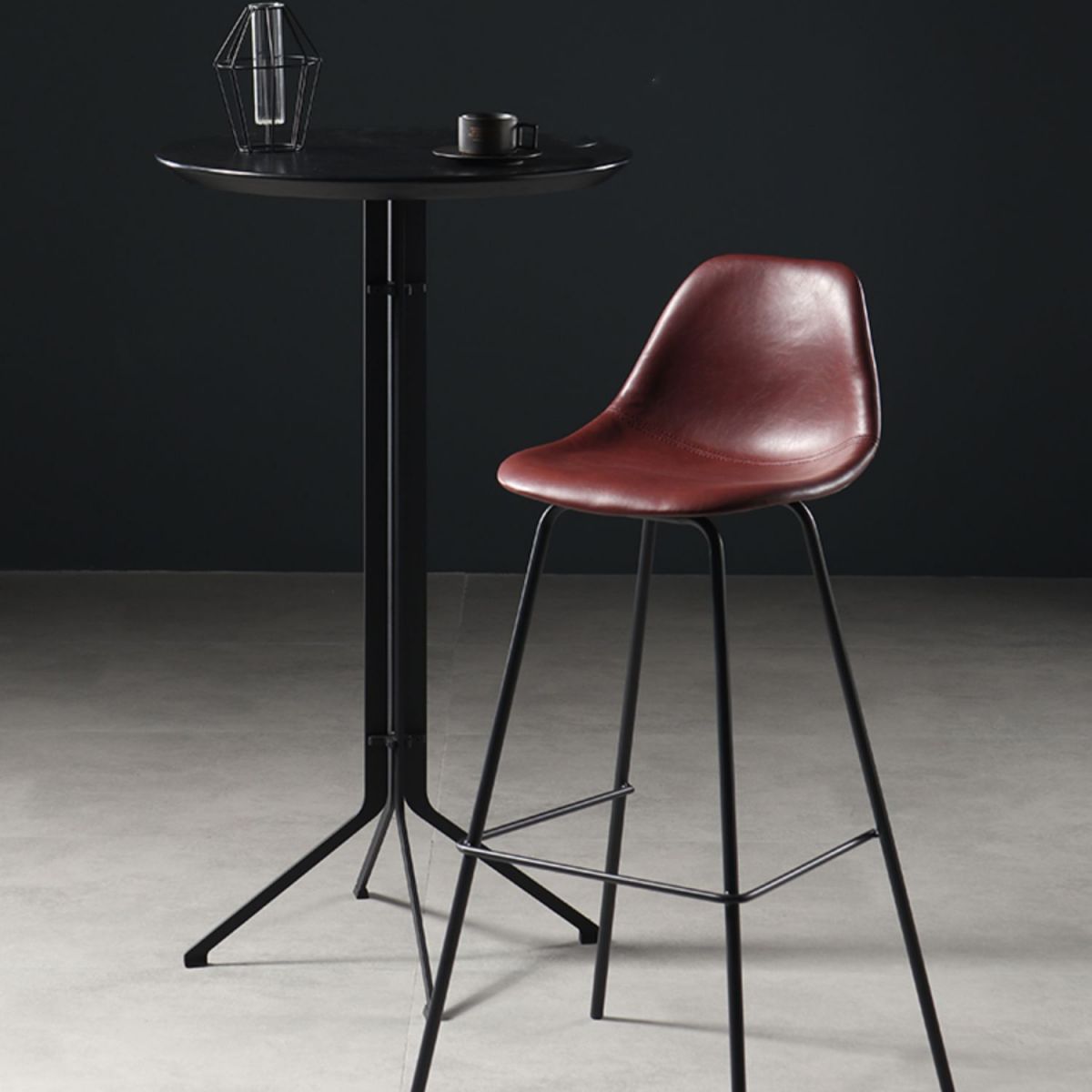 Contemporary Matte Finish PU Leather Barstool Footrest Restaurant Stool