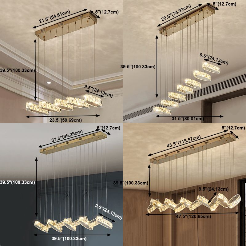 Luces colgantes contemporáneos accesorios de colgantes lineales Cristal para la isla de cocina