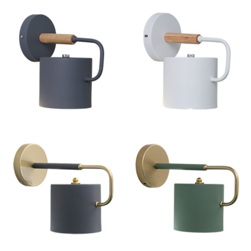 Nordic Macaron Cup Wall Mounted Light Fixture Metallic Wall Mount Light Fixture for Bedside