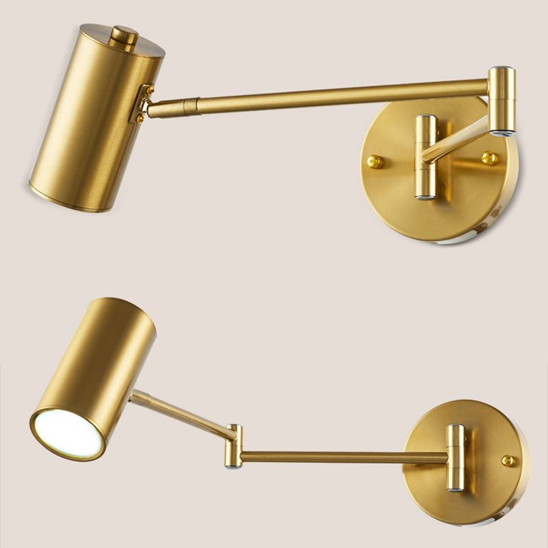 Swing Arm Metal Wall Sconce Light Nordic Cylinder Shade Sconce Light for Bedroom