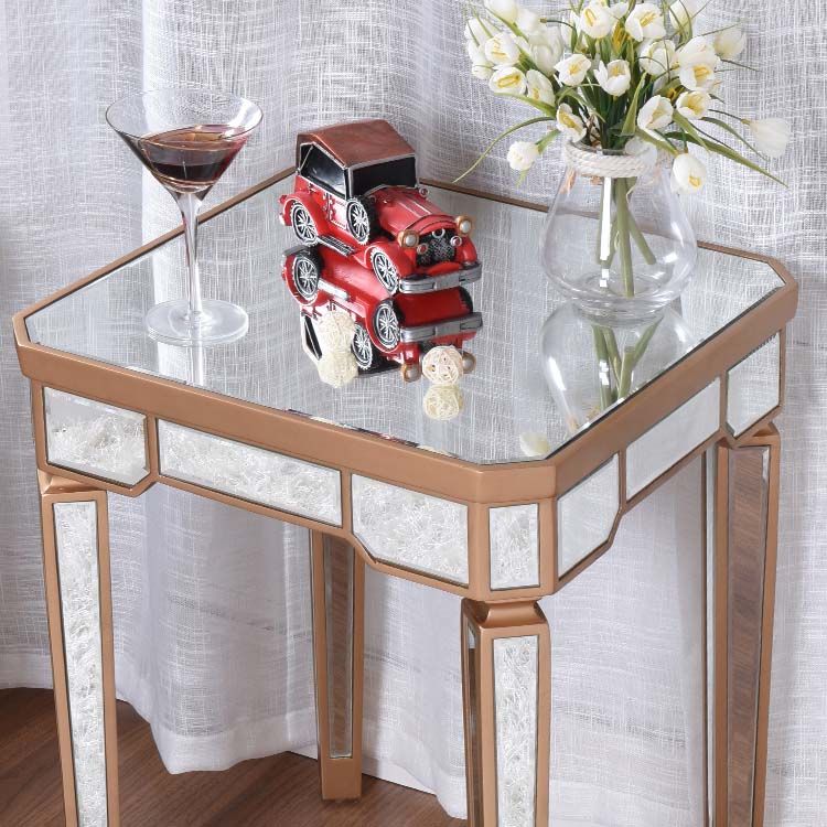 Modern 25.6" Tall 4 Legs End Table Square Glass Top End Table
