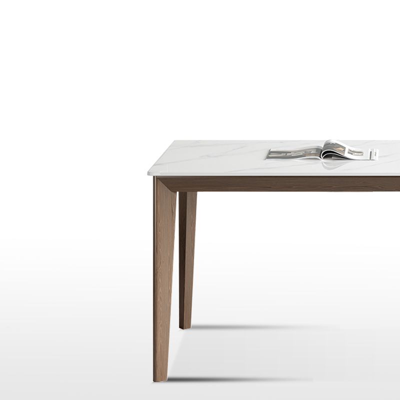 1/3/4/5 Pieces Ash Wood Dining Table Set with White Sintered Stone Top Modern Dinette Set