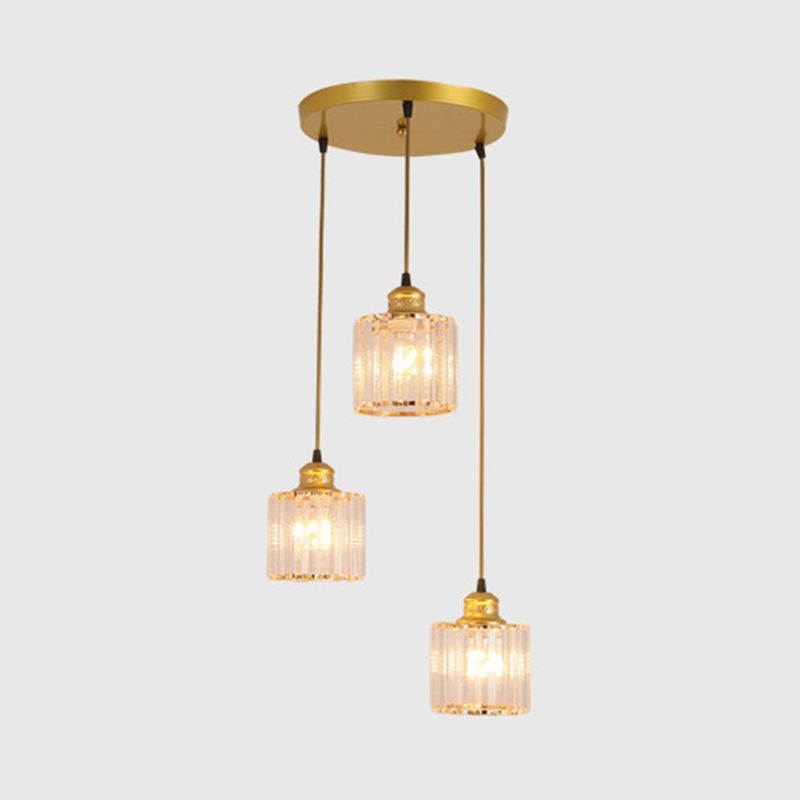 3 luci cilindri multiple lampada a sospensione di vetro a coste industriale luce con cavo sospeso per il ristorante