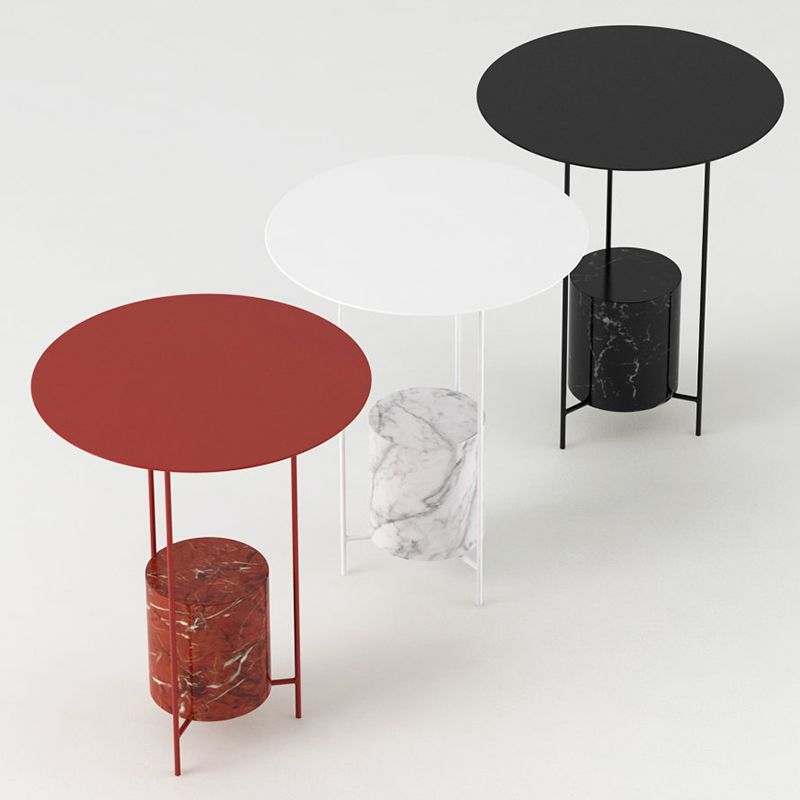 Triple Pin Round Side Table Mid-Century Metal Side End Table