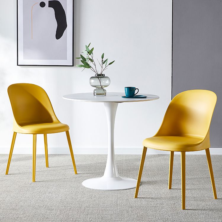 Mesa de comedor de piedra sinterizada de estilo moderno, mesa redonda con base de tulipán