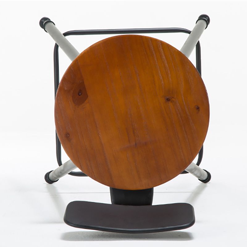Modern Armless Backrest Counter Stool Iron Bar Stool with Wooden Seat for Bar