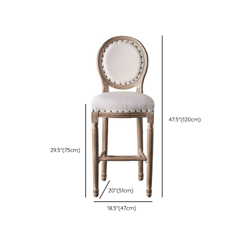 Full Back Upholstered Armless Bar Stool with Solid Wood Base