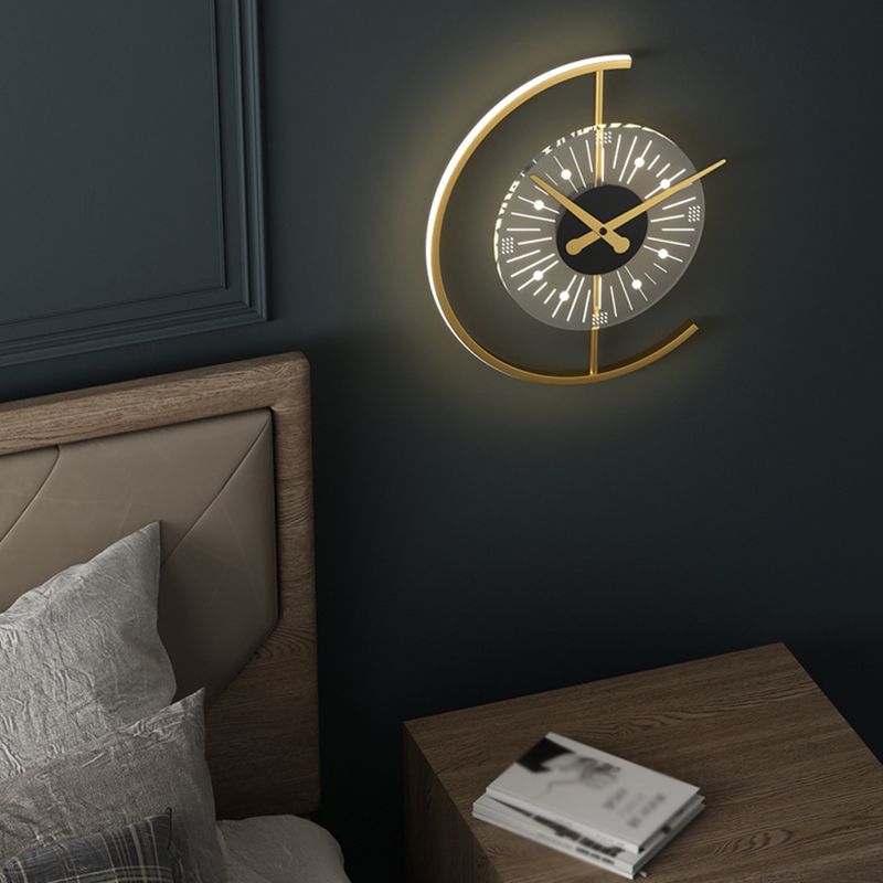 Approchons muraux d'horloge Lights Wall Modern Metal 1 Lumière Lumière d'éclairage en or