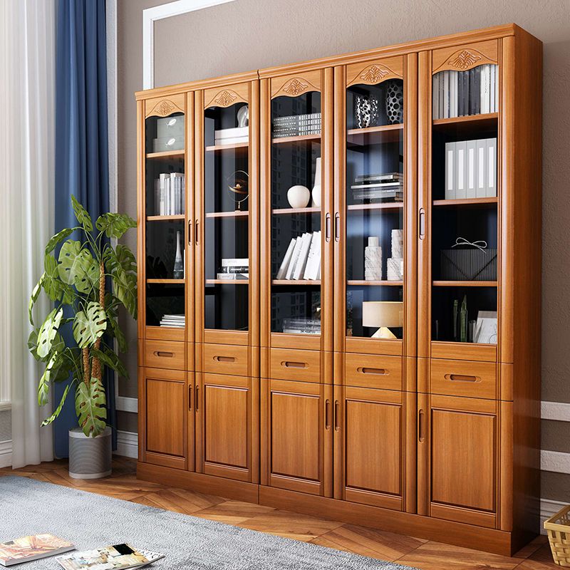 78.74"H Bookcase Contemporary Style Bookshelf with Doors for Home Office