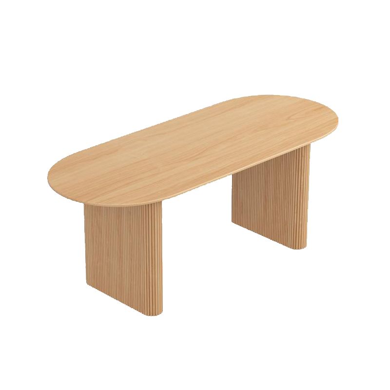 Modern Pine Wood Dining Table with Double Pedestal Ellipse Table for Dining Room