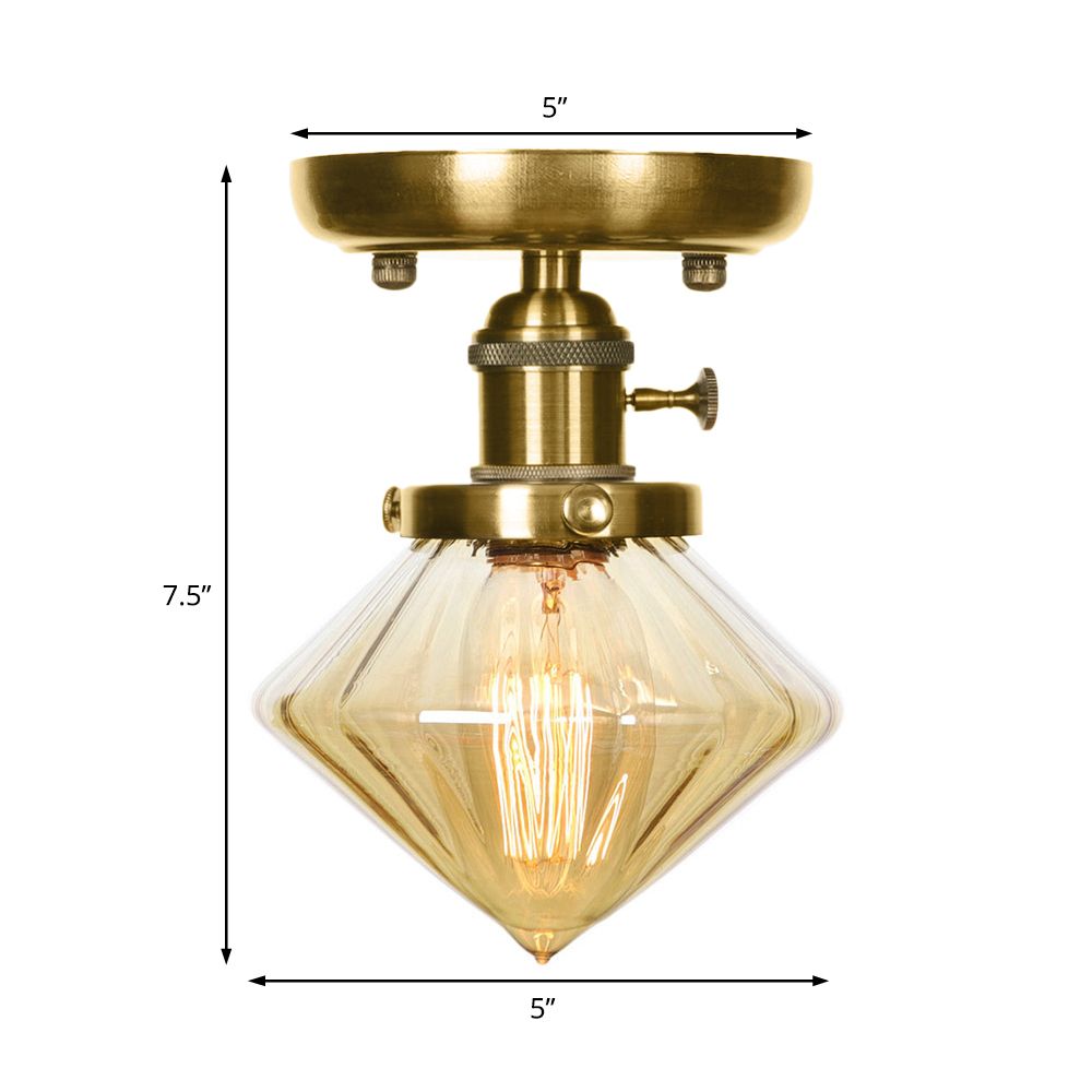 1 éclairage de plafond en verre clair léger / ambre