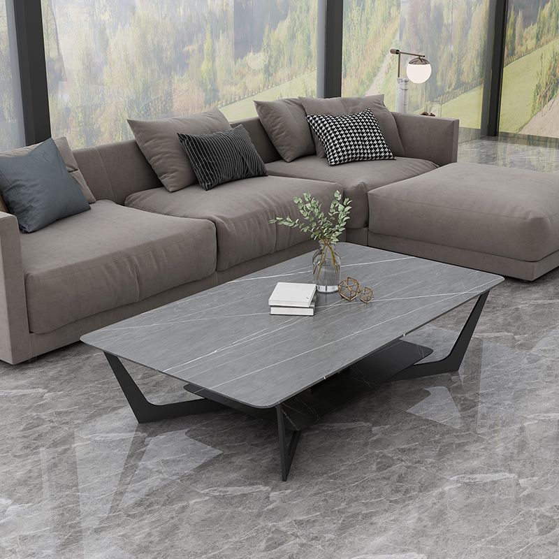 15.74" Tall Cross Legs Cocktail Table Grey/White Rectangular Coffee Table