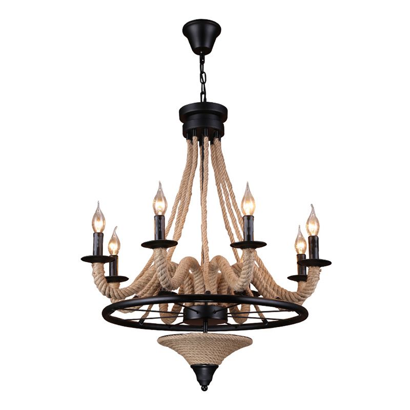 Candle Island Lighting Fixtures Industrial Rope Pendant Lighting for Restaurant