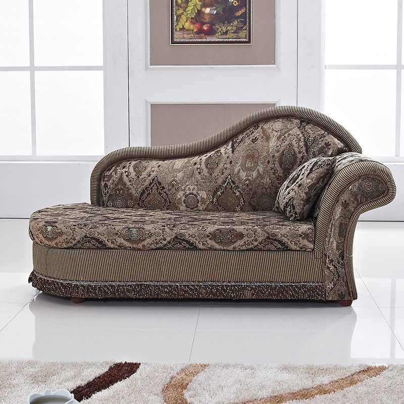 Traditional One Armed Wooden Chaise Flared Arms for Living Room