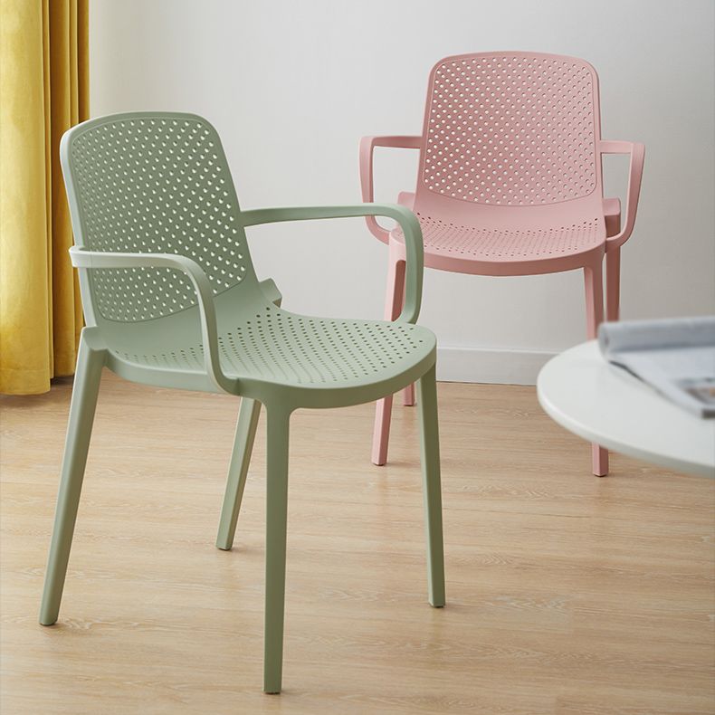 Scandinavian Plastic Dining Arm Chair Solid Back Kitchen Dining Armchair