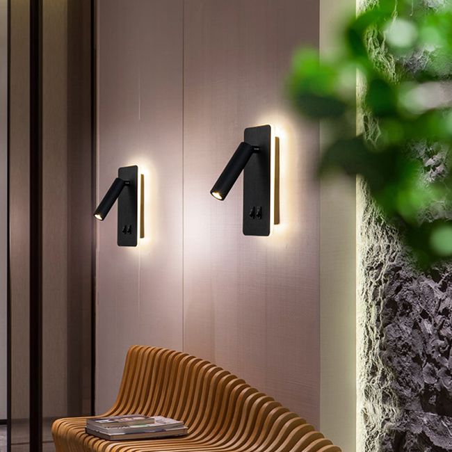 1 Light Metal Geometric Shade Reading Wall Lighting Modern Style Wall Mounted Light Fixture