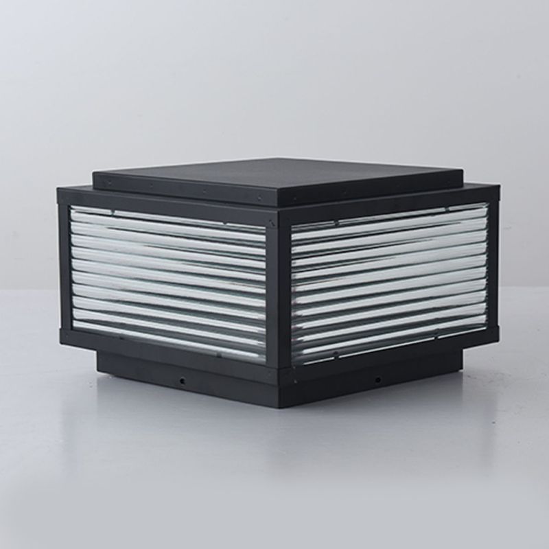 Metal Rectangle Shape Outdoor Light Modern Style 1 Light Solar Pillar Lights in Black