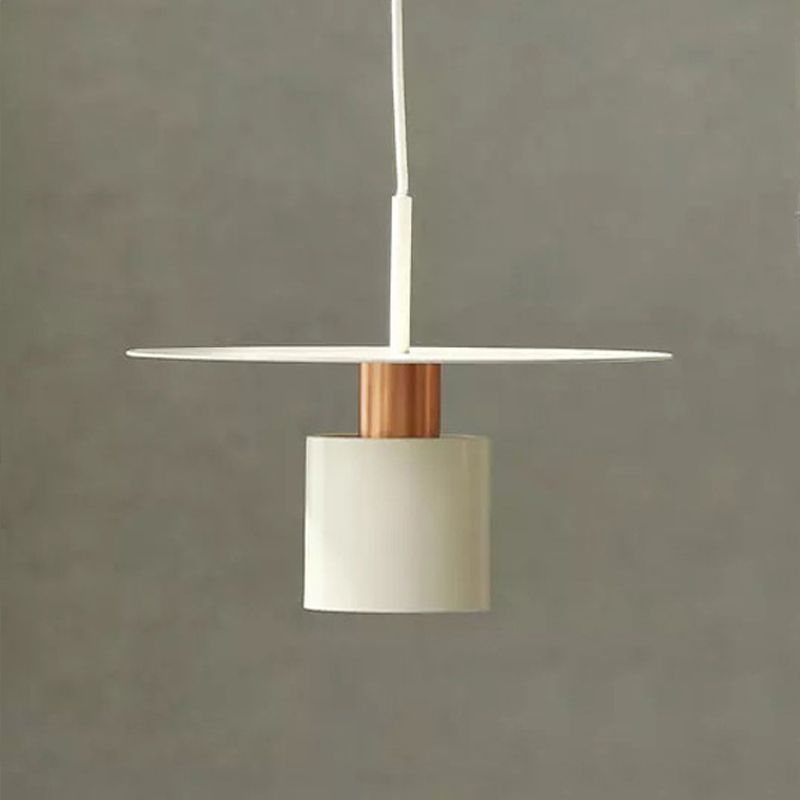 Cylindrical Hanging Lamp Modernism Metal 8"/12" Wide 1 Head Copper Ceiling Pendant Light