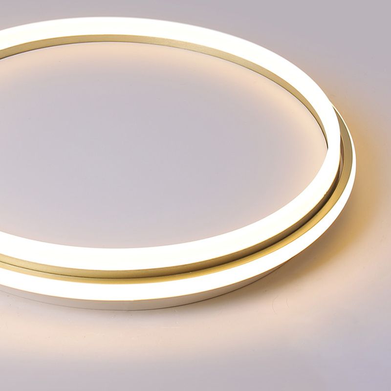 Runde, bündige Beleuchtung aus Acryl, 16,5"/20,5" Durchmesser, minimalistische LED-Deckenleuchte in Gold, warmes/weißes Licht/stufenlose Dimmung mit Fernbedienung