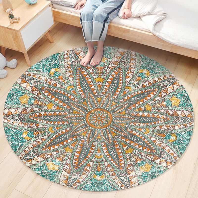 Classic Flower Patterned Rug Multicolor Bohemian Rug Polypropylene Washable Stain Resistant Non-Slip Backing Rug for Home