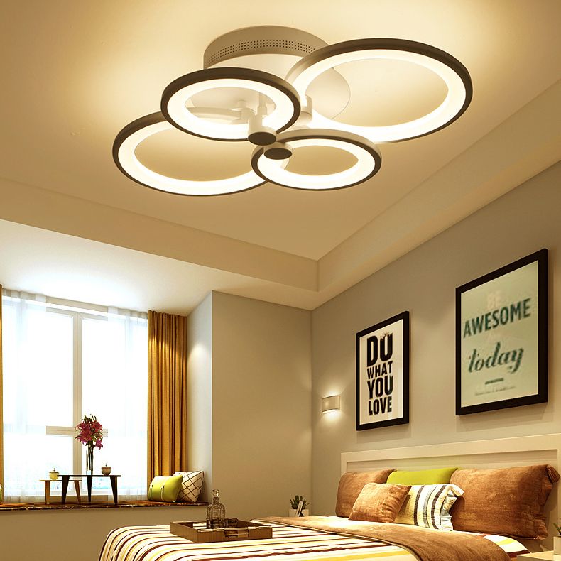 Modern Circular Shade LED Indoor Ceiling Light with Acrylic Shade Semi Flush Mount