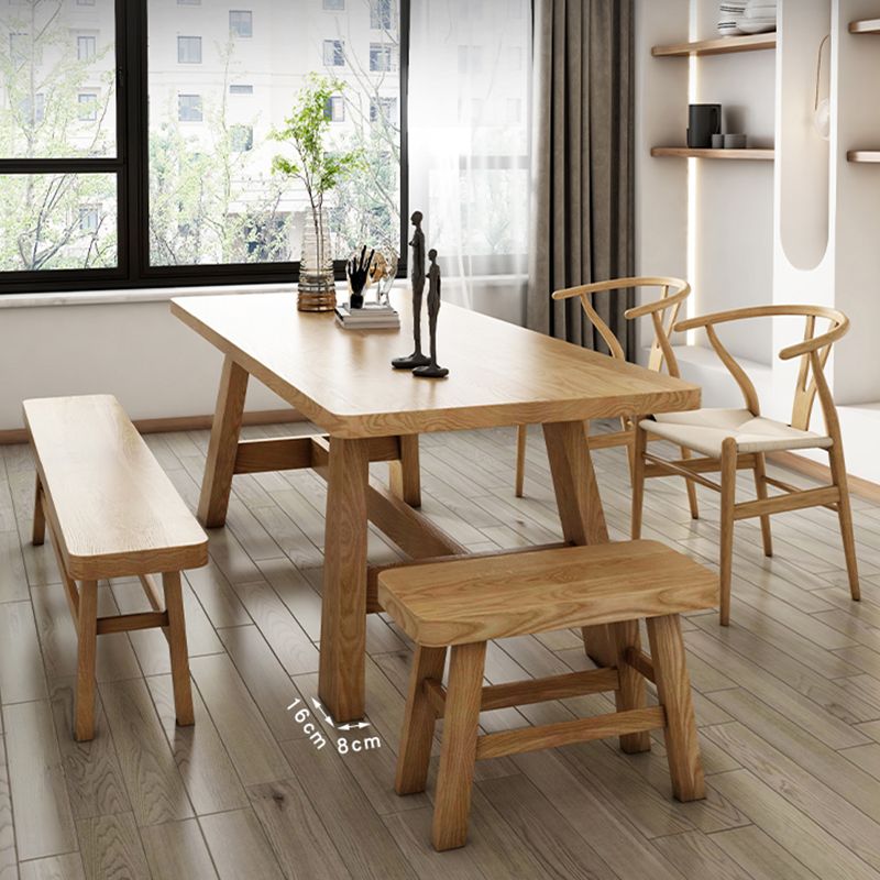 Mesa de comedor de caballete rectángulo colección de comedor de madera maciza para interiores