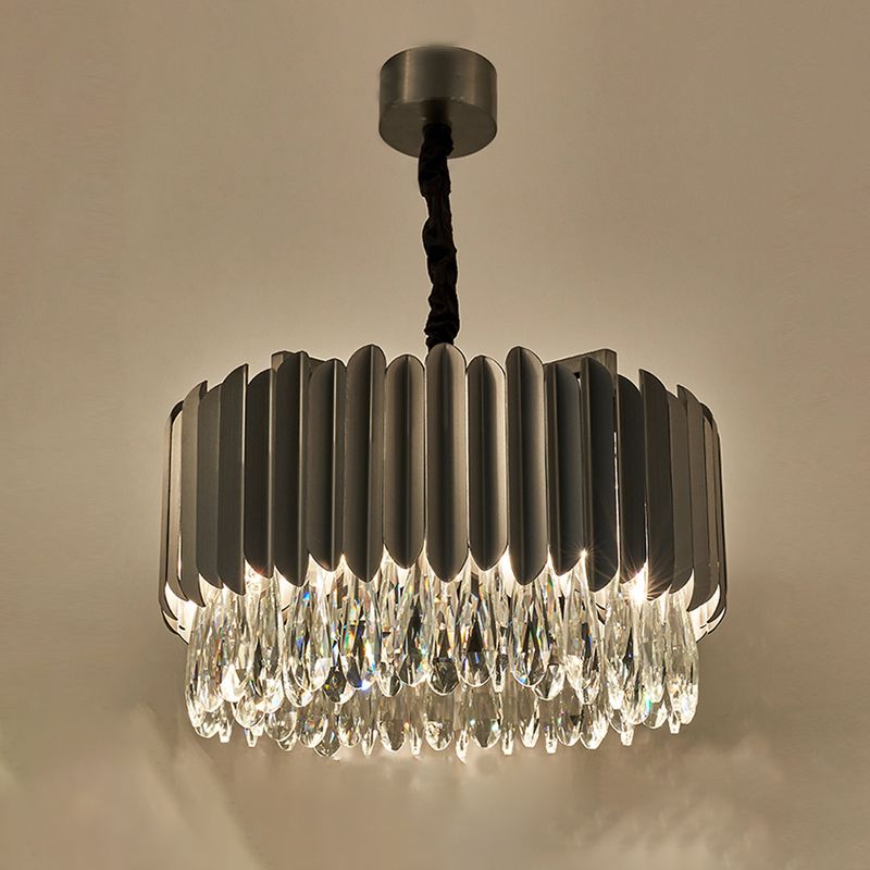 Contemporary Style Geometry Shape Chandelier Lights 9 Light Crystal Hanging Lights