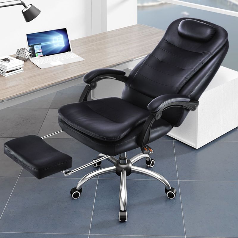 Modern Office Chair Padded Arms No Distressing Leather Ergonomic Chair with Wheels