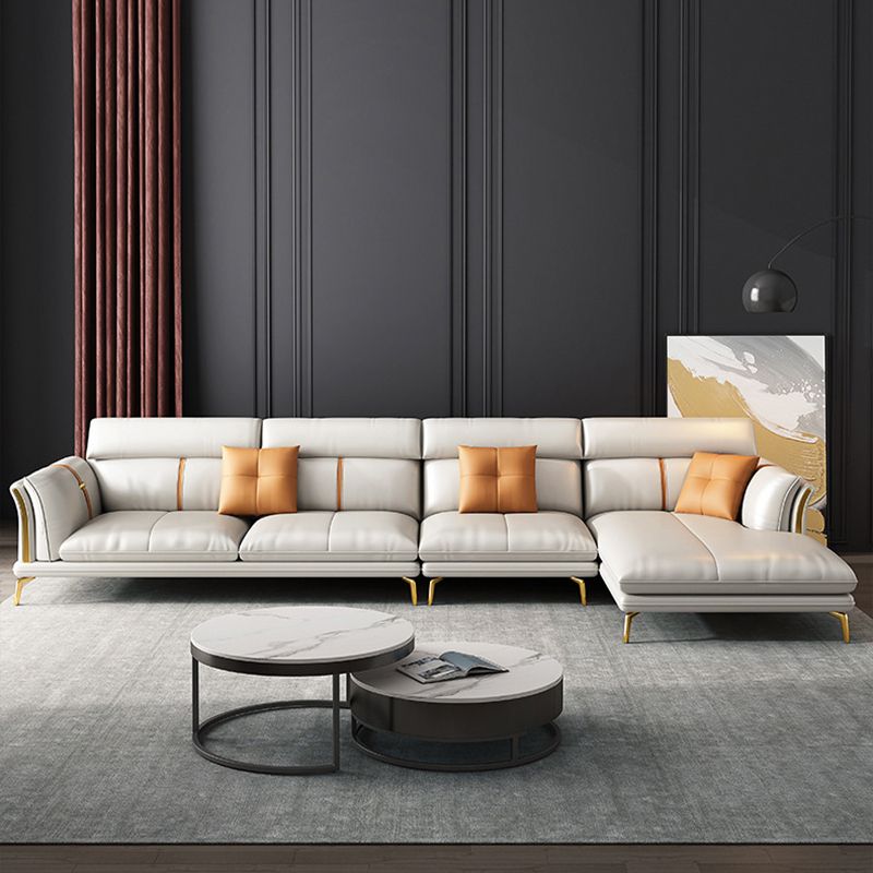 35.43" High Flared Arm Sectional Faux Leather Sectional with 3 Pillows