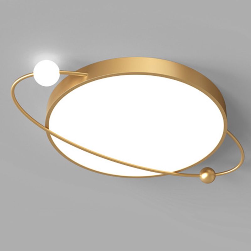 Nordic Metal Flush Mount Light Fixture Saturn Flush Mount Spotlight with White Acrylic Shade for Bedroom