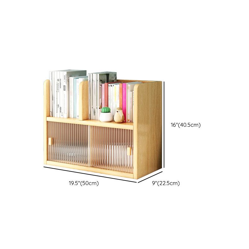 Closed Back Bookshelf Contemporary Solid Wood Bookcase with Doors