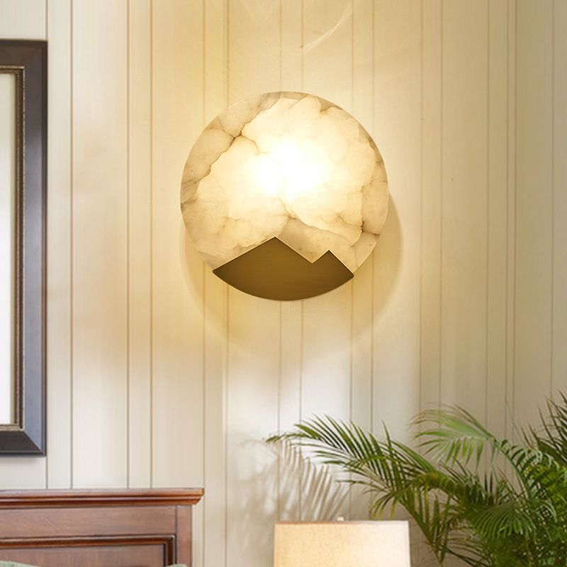 Modern Brass Wall Light Gold Round 8" High Wall Sconce Lamp for Bedroom